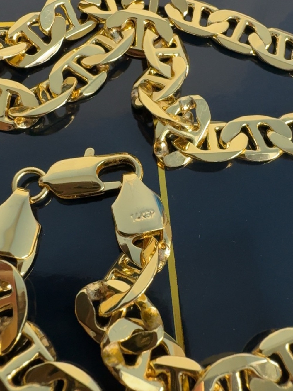 14KGP Designer Link Chain Necklace Statement Gold Tone 23” San Tropez Collezioni - Picture 4 of 8